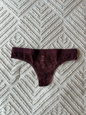 NWT PINK Burgundy Animal Print Thong | S